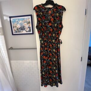 Anne Klein Floral Midi Dress with Cinch Waist Size 14